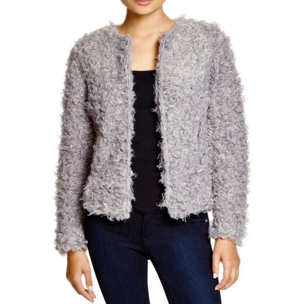 Calvin Klein Silver/Gray Faux Fur Jacket, Size M, NWT
